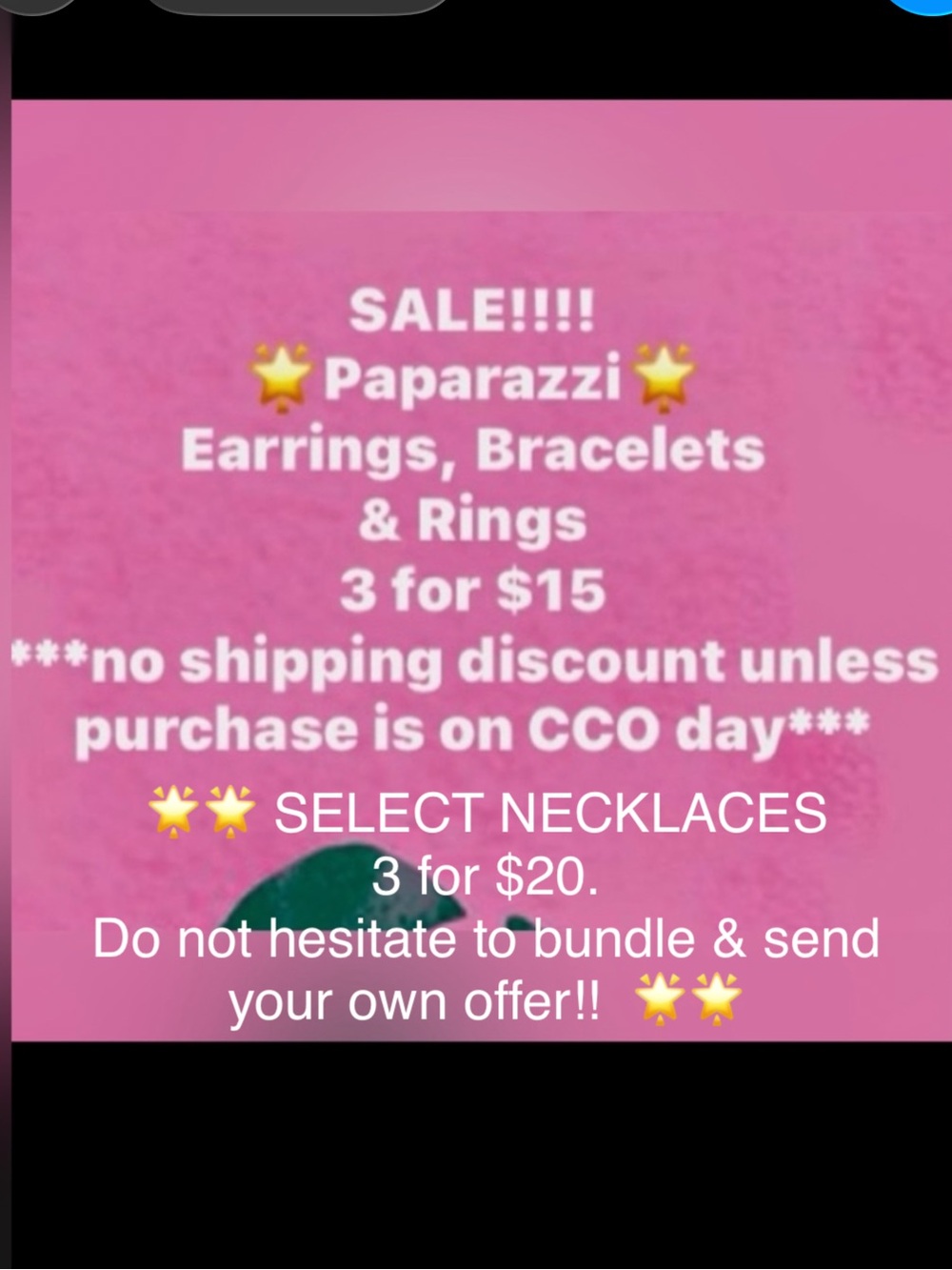 SALE ON PAPARAZZI EARRINGS, Bracelets & RINGS, NECKLACES